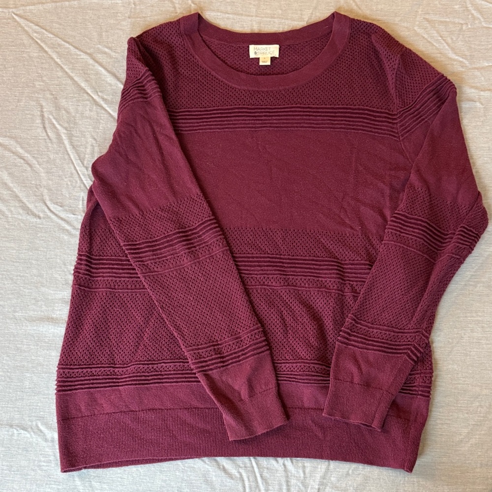 Market & Spruce Burgundy Crew Neck Sweater